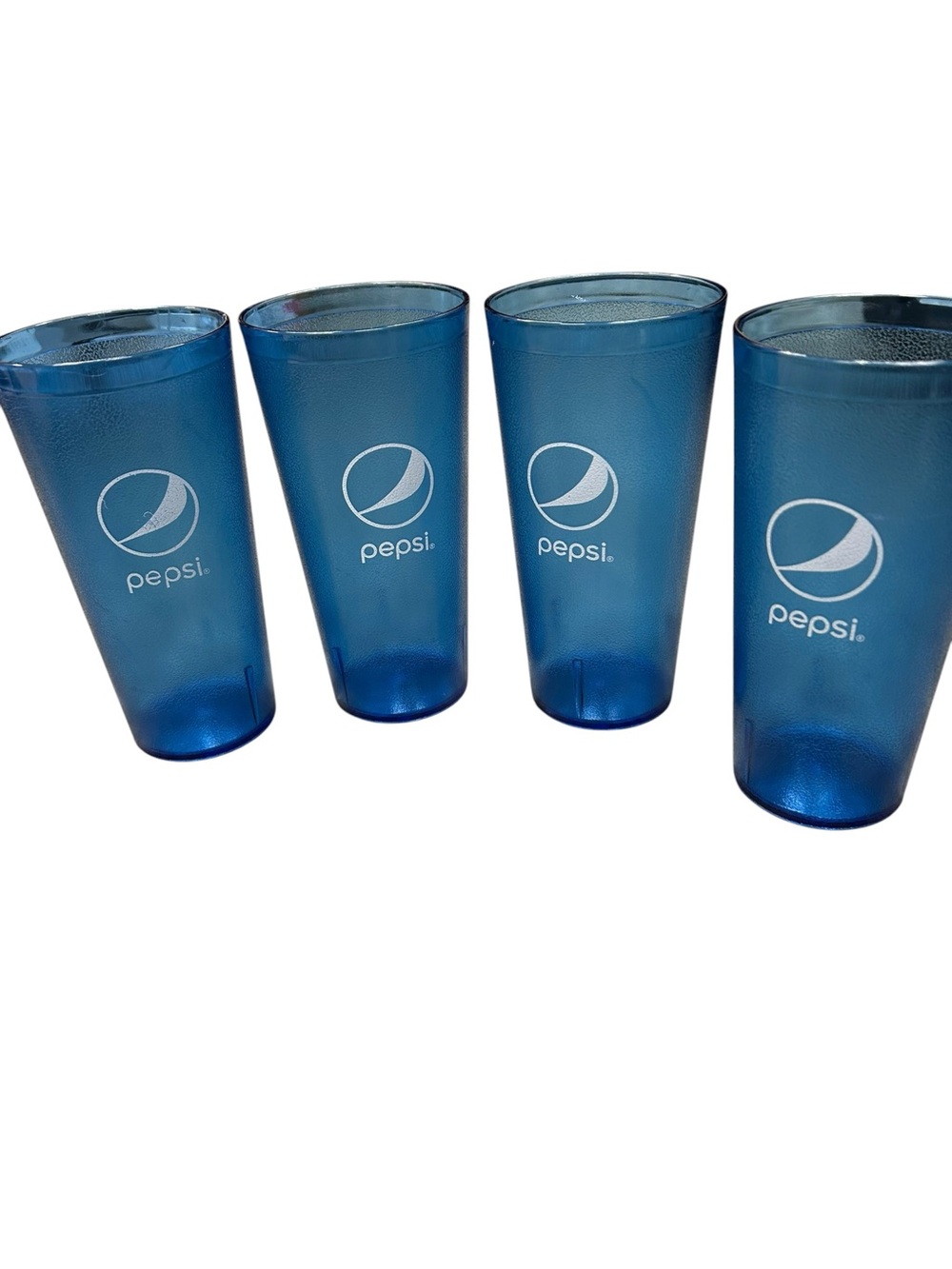 Pepsi logo Blue Plastic Cups Set of 4 Impact Intl #0124 Made in USA NWOT